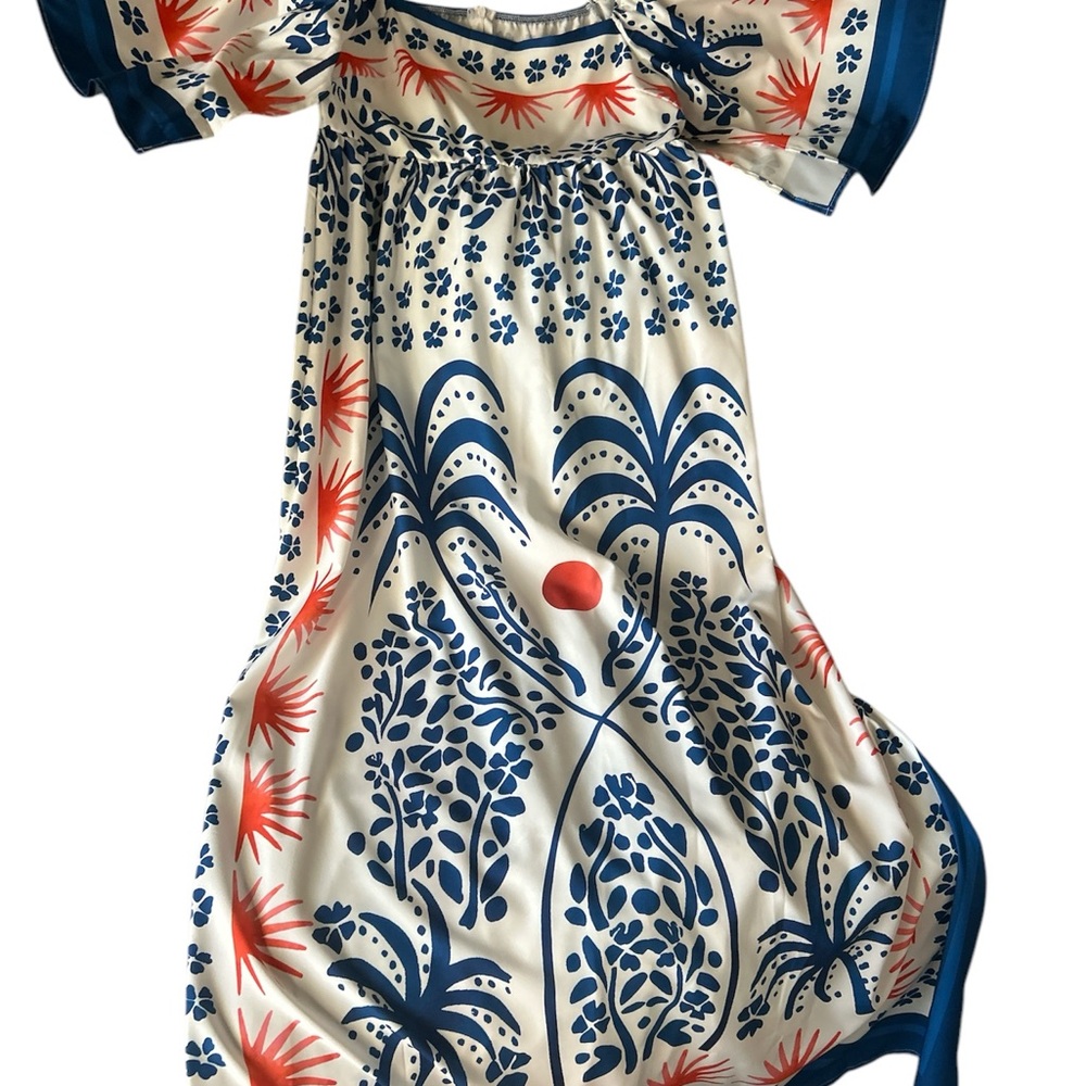 Floral Blue and Red Kids Dress